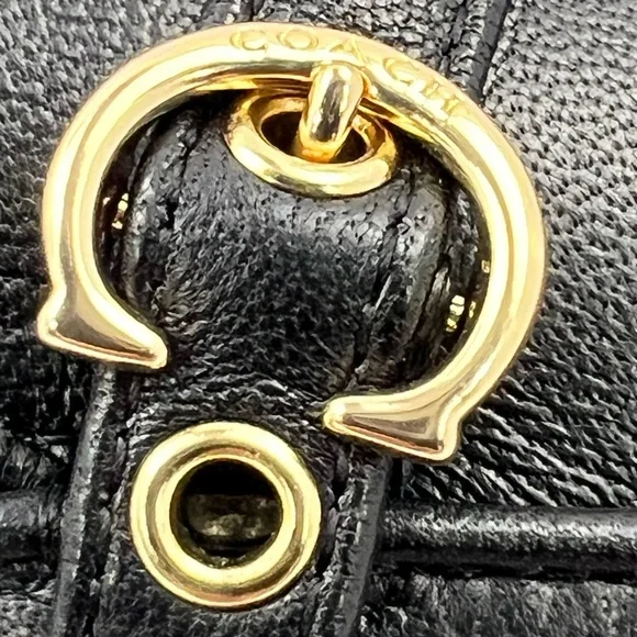 COACH BLACK ALL LEATHER IRENE MULE LOAFER EITH GOLD LOGO & HARDWARE, SIZE 7-B - Picture 10 of 16